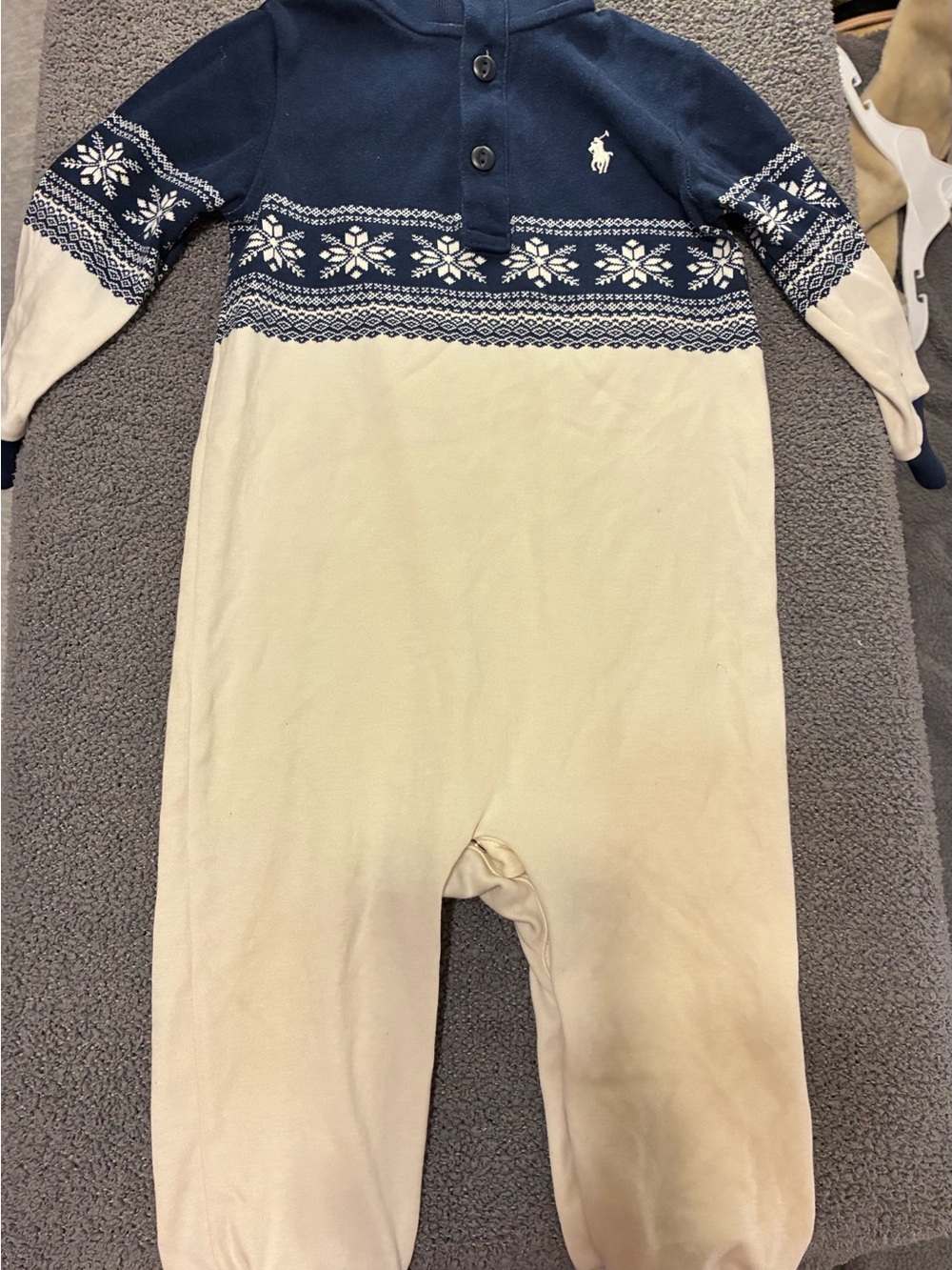 Polo by Ralph Lauren Navy & Cream Fair Isle Footie One-Piece